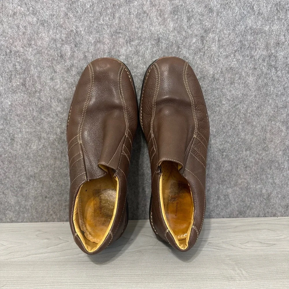 Sandro Moscoloni Slip On Loafers Mens 10.5 Brown Leather Contrast Stitch Brazil